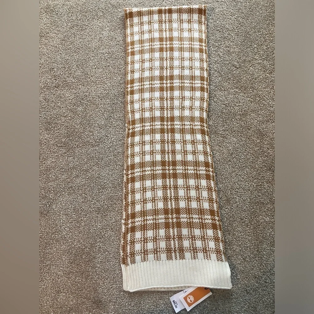 New Timberland Scarf Wheat Buffalo Plaid One Size NWT